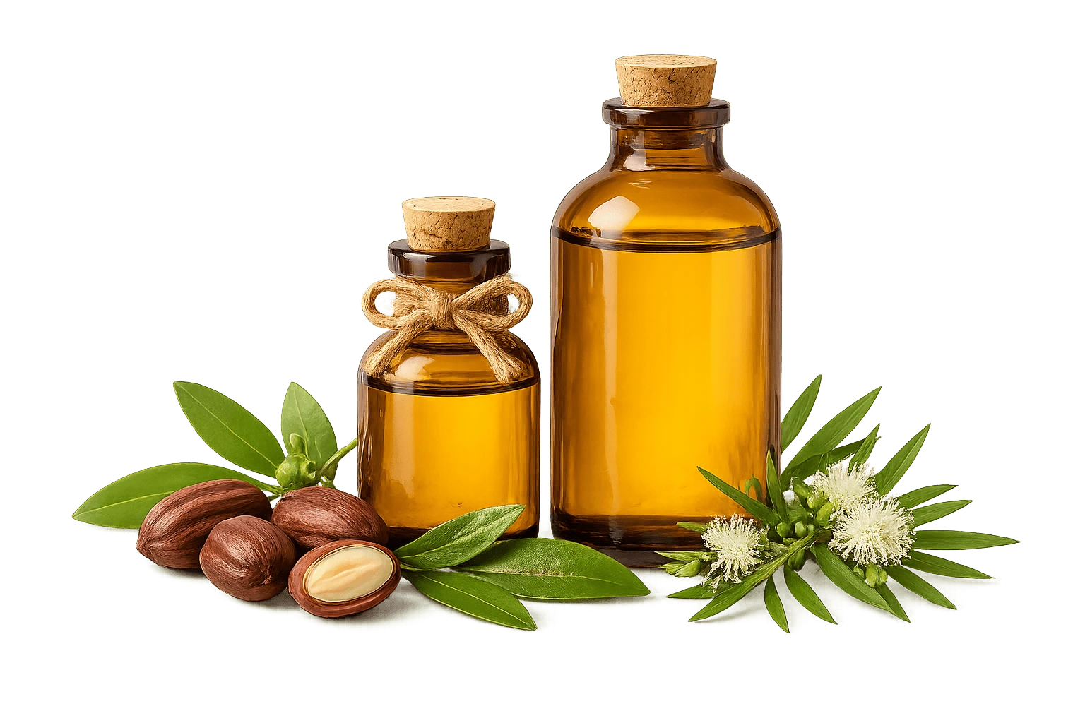 Jojoba oil and tea tree leaves