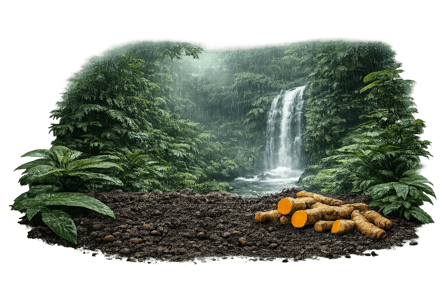 Yanbaru forest and turmeric fields in Okinawa